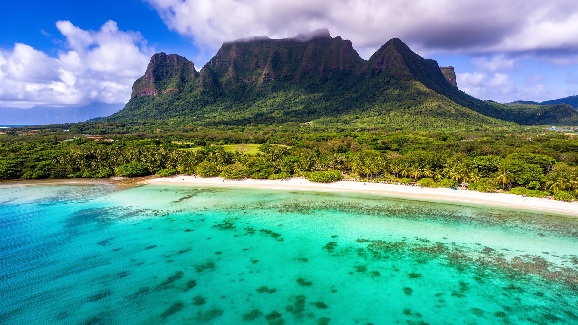 Mauritius Küste von oben