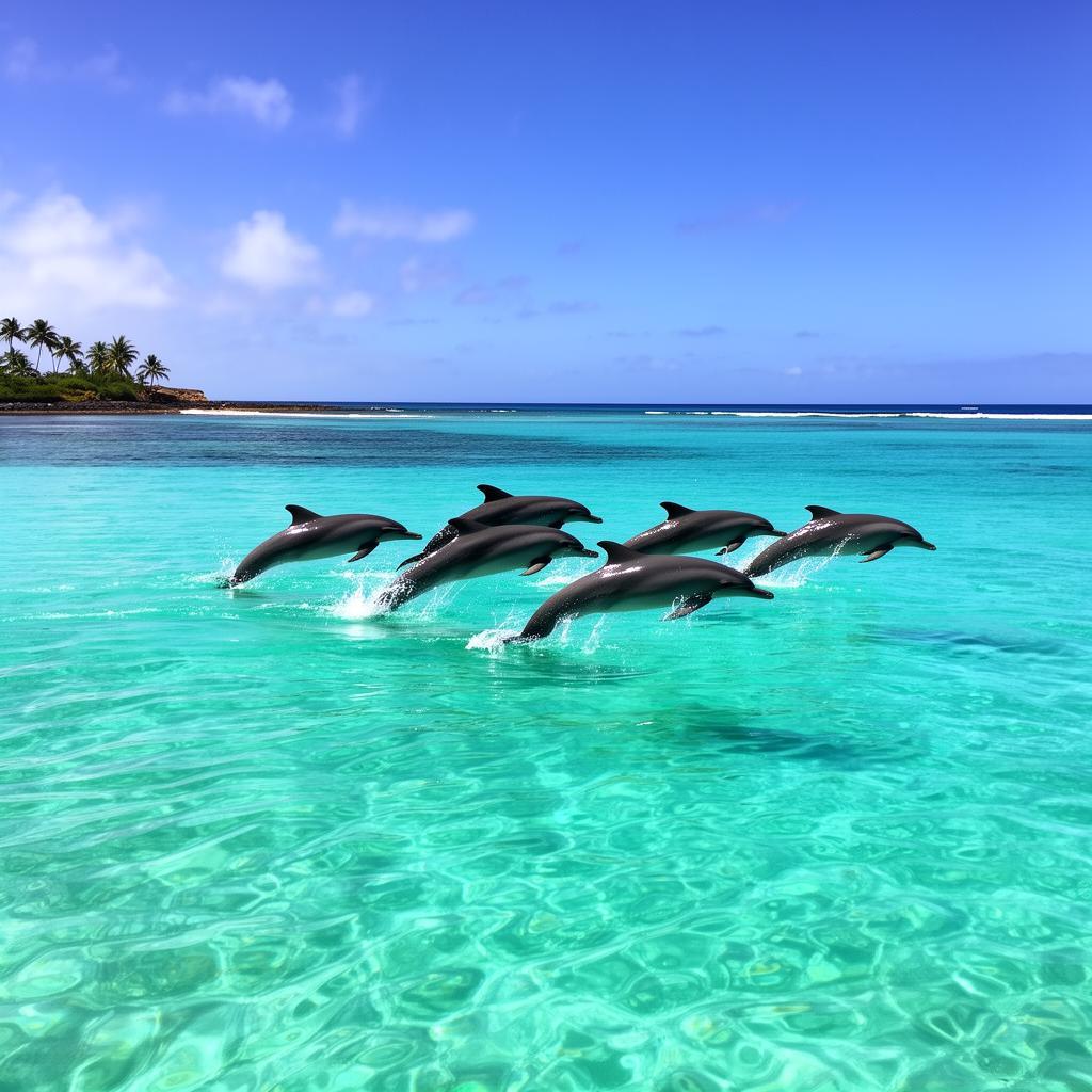 Delfine im türkisen Wasser