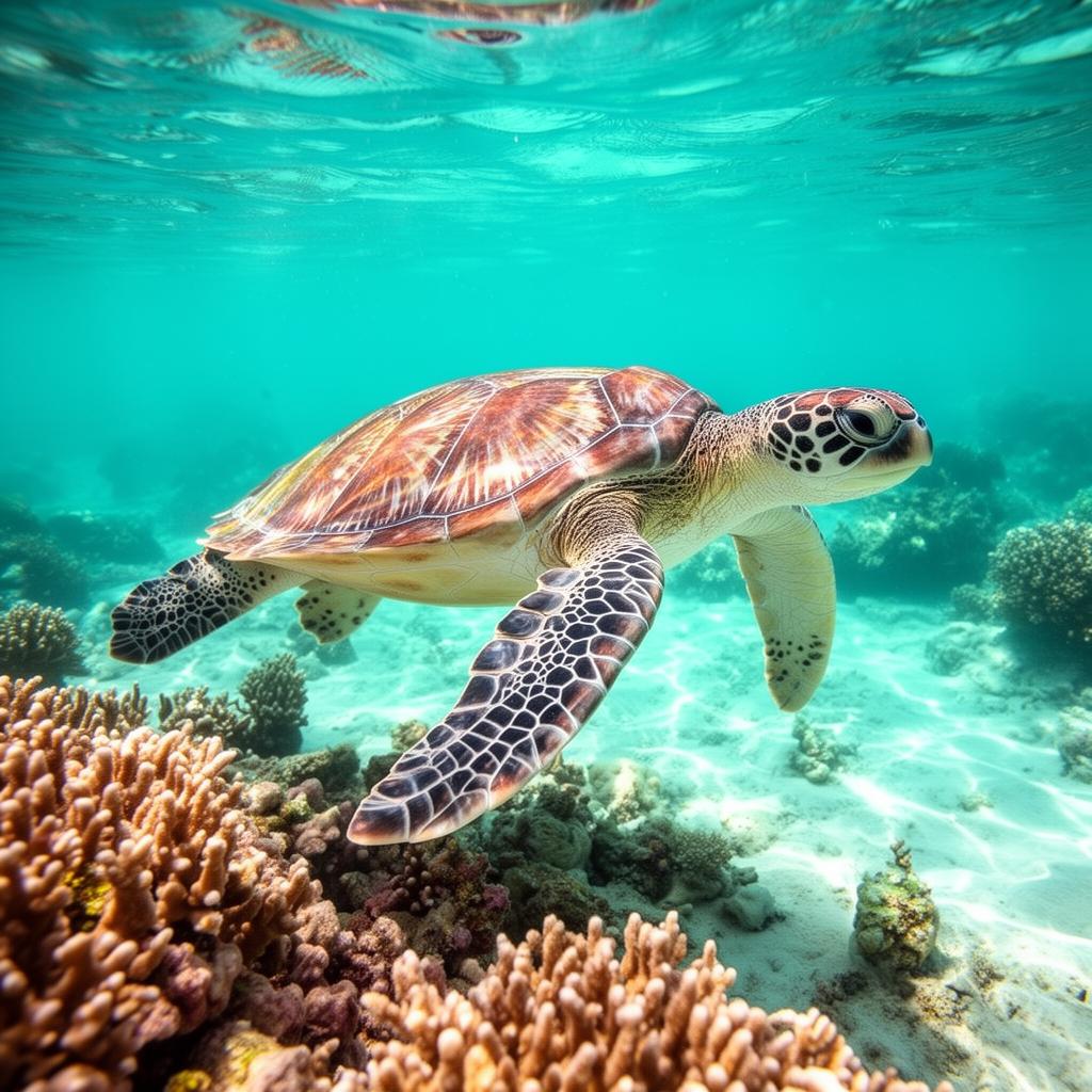 Meeresschildkröte im Korallenriff